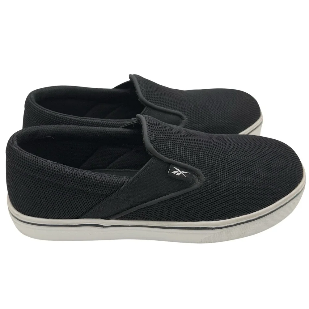 Reebok Women's Comfortie Slip-On Black/White Static Dissipative Safety Work Shoe - Picture 2 of 5